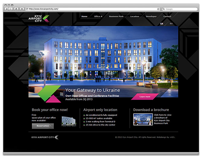 design of web kyiv airport city, homepage