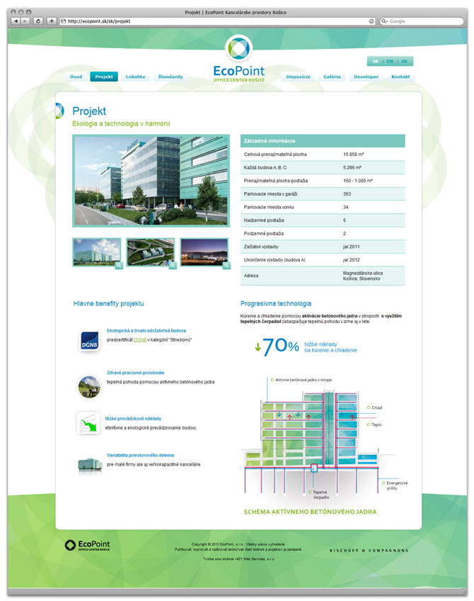 web design, subpage - Ecopoint Kancelárie Košice 