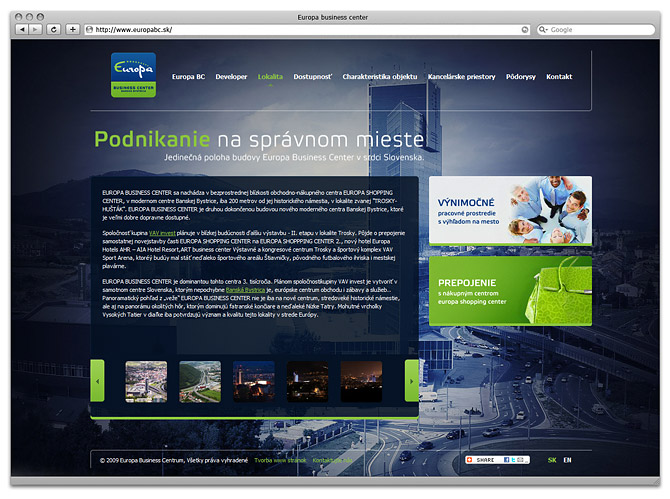 europa business center web design subpage