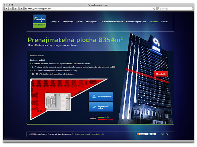 euroba business center flore plan web design sub page