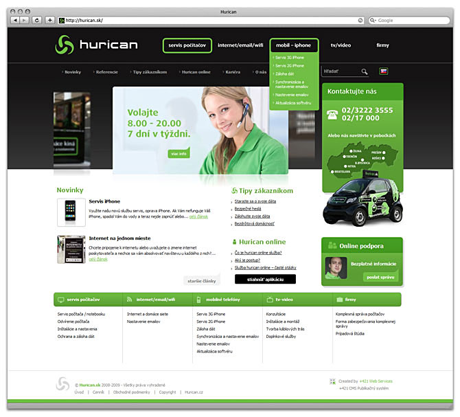 navrh webovej stranky Hurican PC services