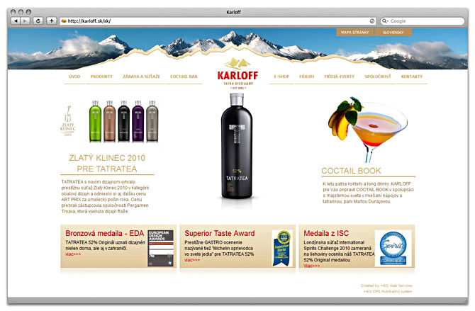 návrh web dizajnu, homepage -Karloff