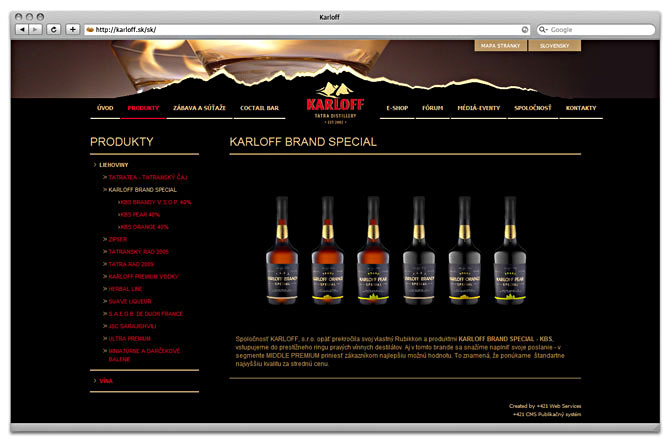 web design, subpage .Karloff brand special