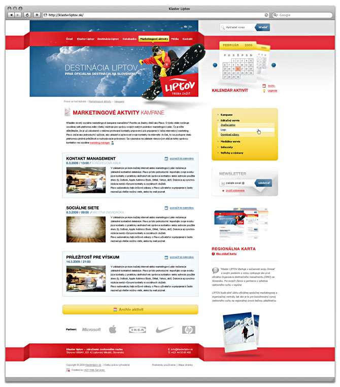web designa subpage - Klaster Liptov - marketingove aktivity