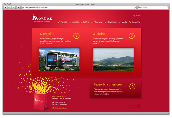 Marcus dizajn uvodnej web stranky