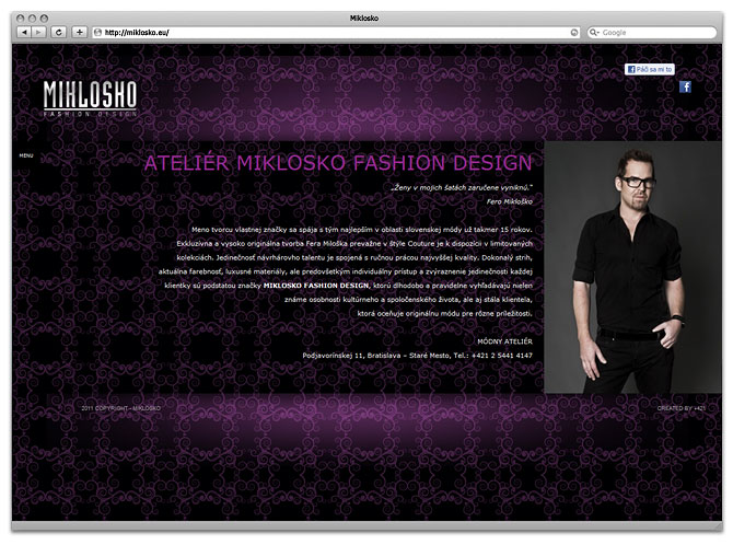 miklosko fashion design tvorba webstranok, subpage, kontakty