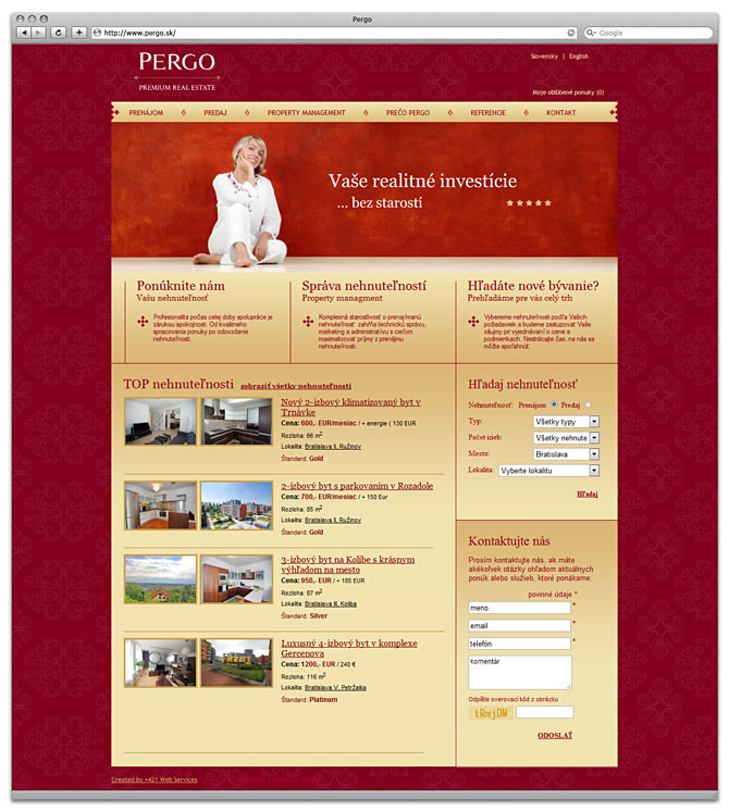 web dizajn, domovská stránka -Pergo