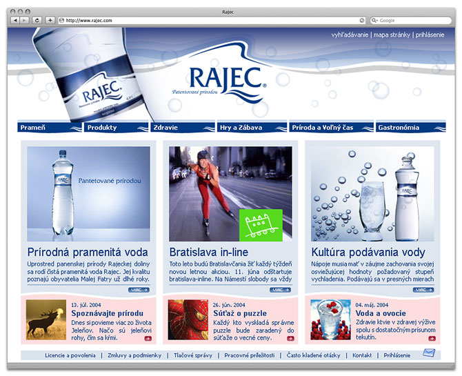 web design - Rajec pramenita voda - home page