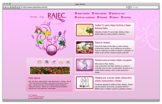web design Rajcej bylinka - home page