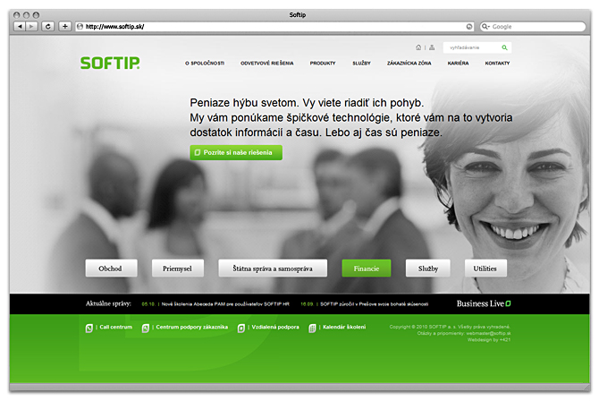 tvorba webu - Homepage spoločnosti softip