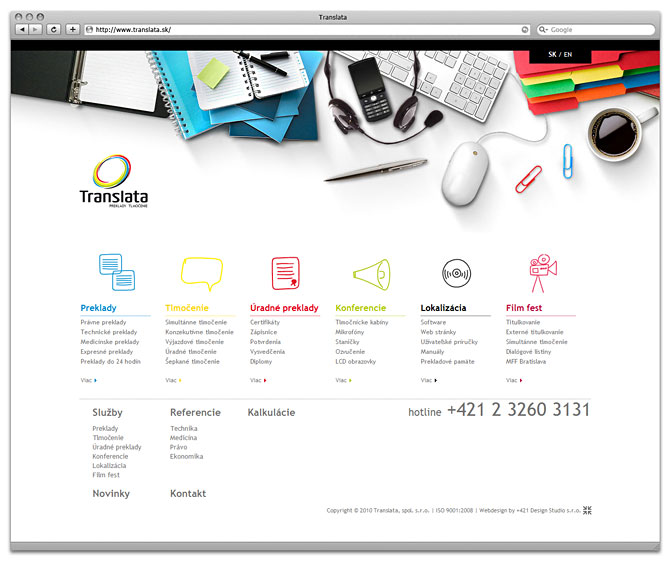web design, homepage -Translata