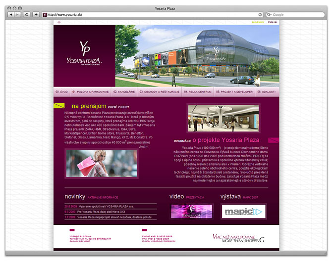 web design - Shopping centre Yosaria Plaza